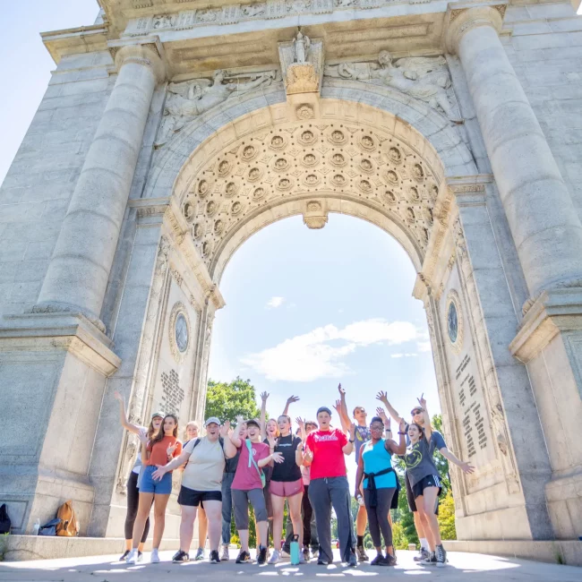 Group of students standing in Valley Forge National Park.